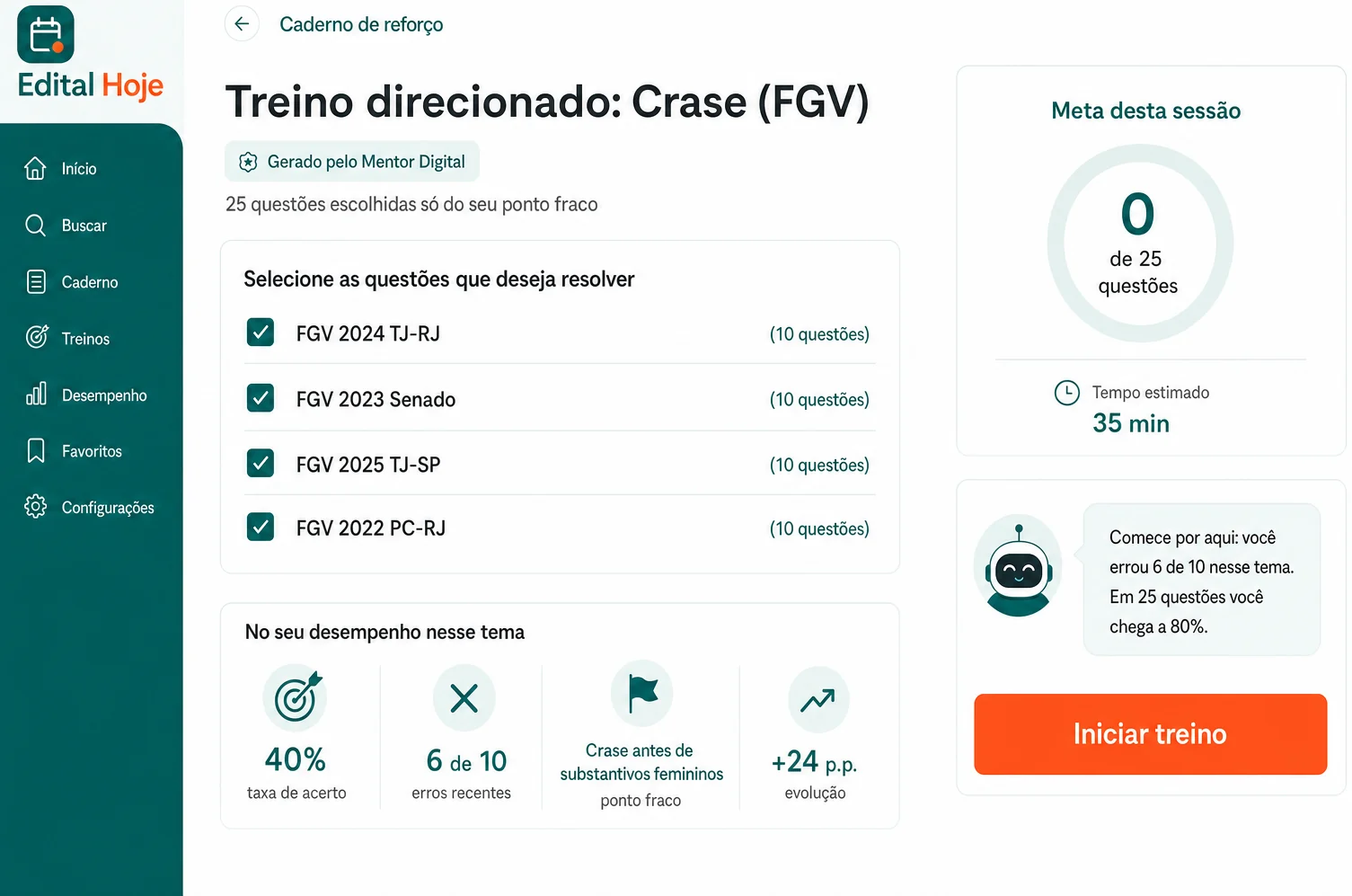 Caderno de reforço criado só com o seu ponto fraco