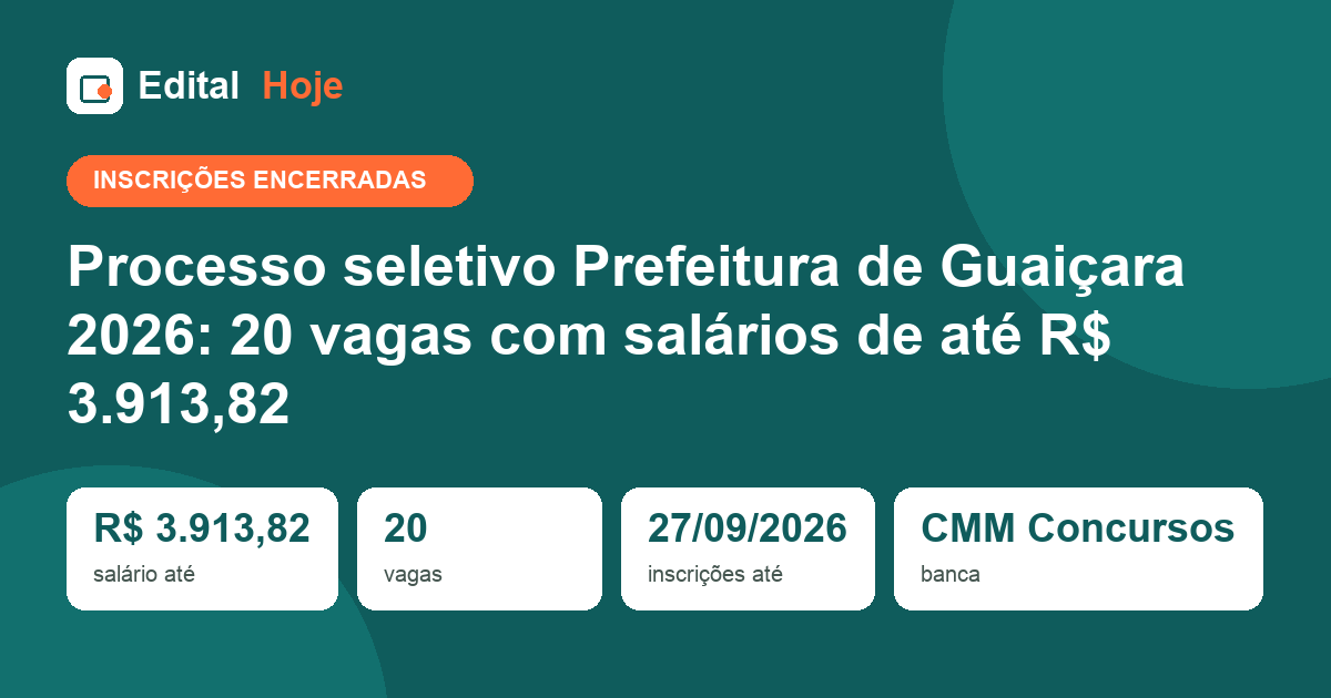Processo seletivo Guaiçara 2026: prova aplicada em 18/10/2026 — gabarito, resultado e o que vem depois